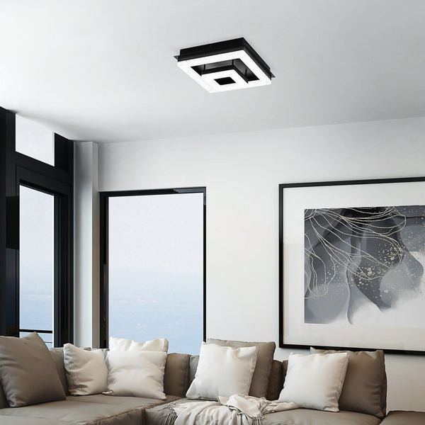 Fradelo Double Square LED Black & Crystal Ceiling or Wall Light