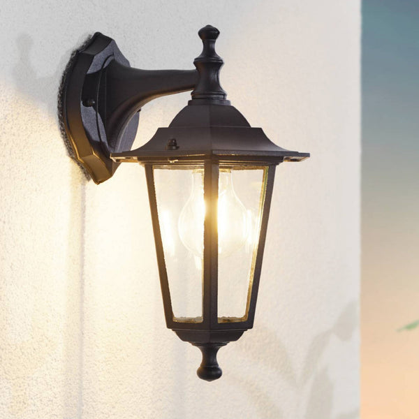 Laterna 4 Black IP44 Exterior Cast Aluminium Down Wall Light