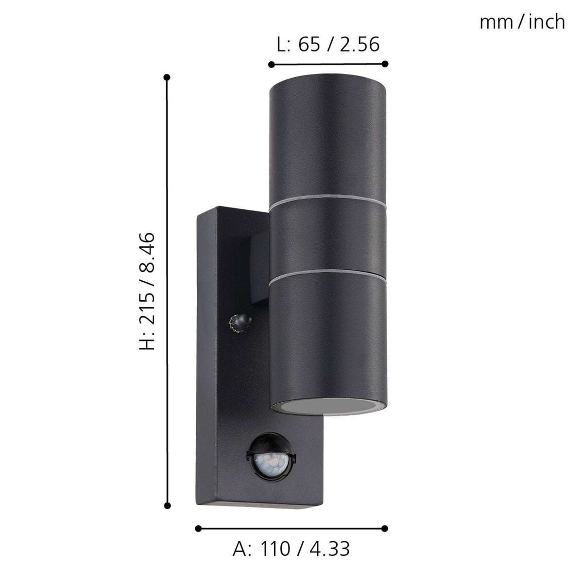 Riga 5 LED PIR Up and Down Exterior Wall Light in Anthracite