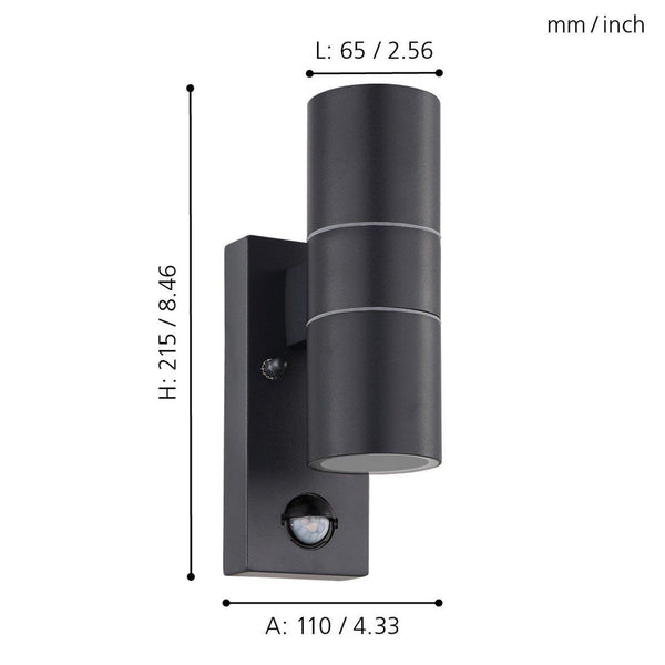 Riga 5 LED PIR Up and Down Exterior Wall Light in Anthracite