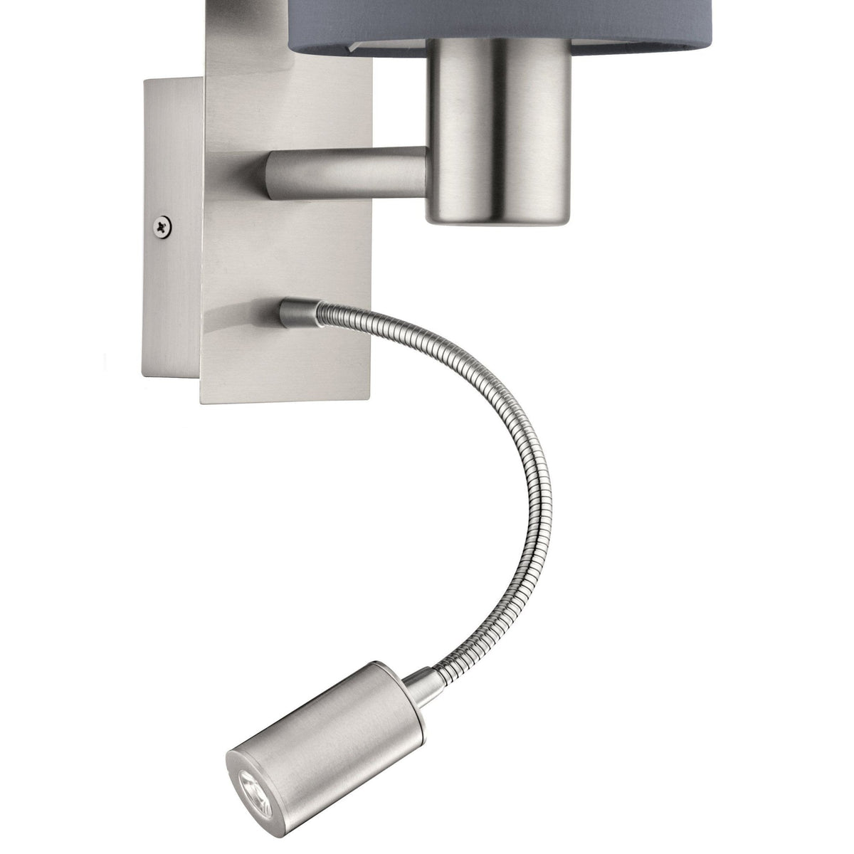 Pasteri Wall Light with Grey Shade and LED Reader