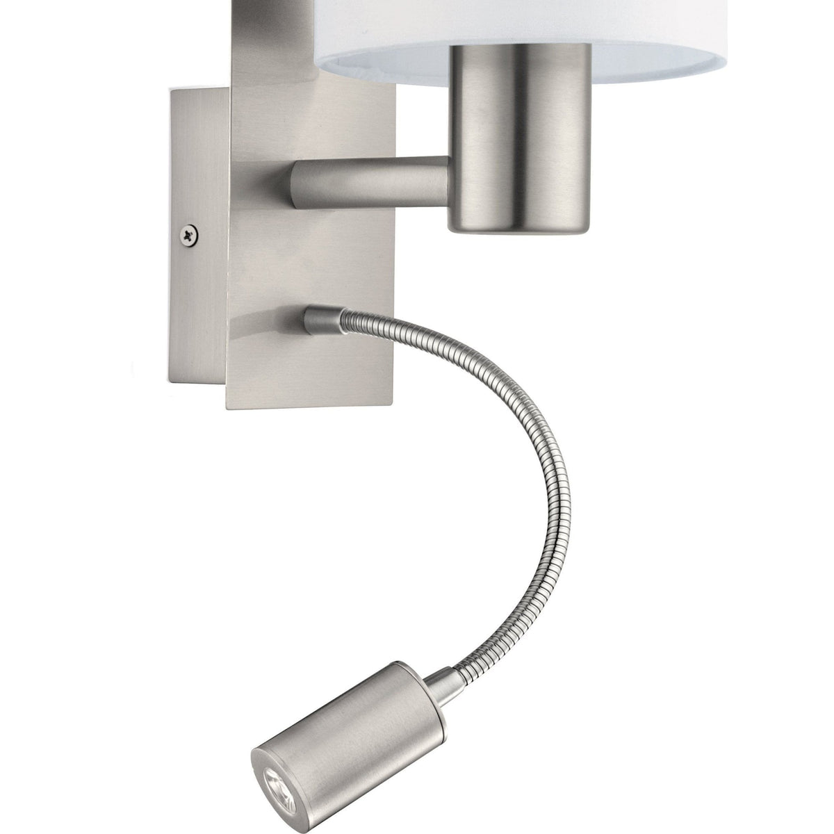 Pasteri Wall Light with White Shade and LED Reader