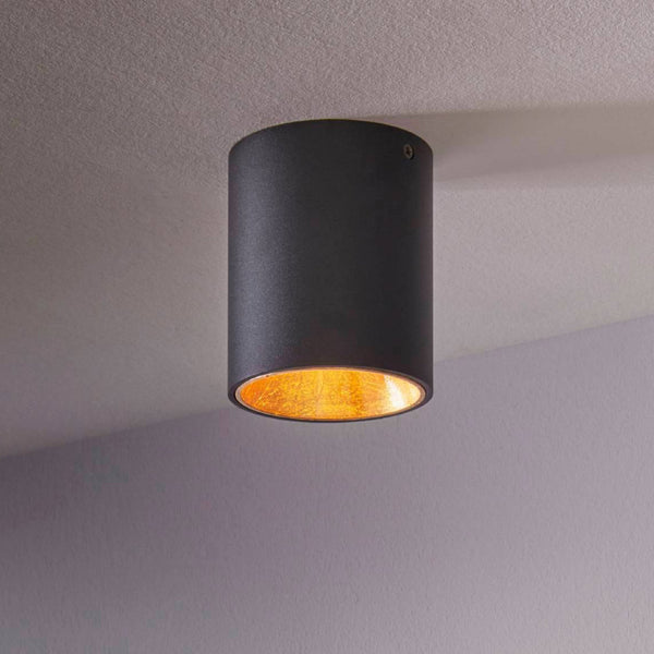 Polasso Round Surface Mounted Ceiling Downlight in Black and Gold