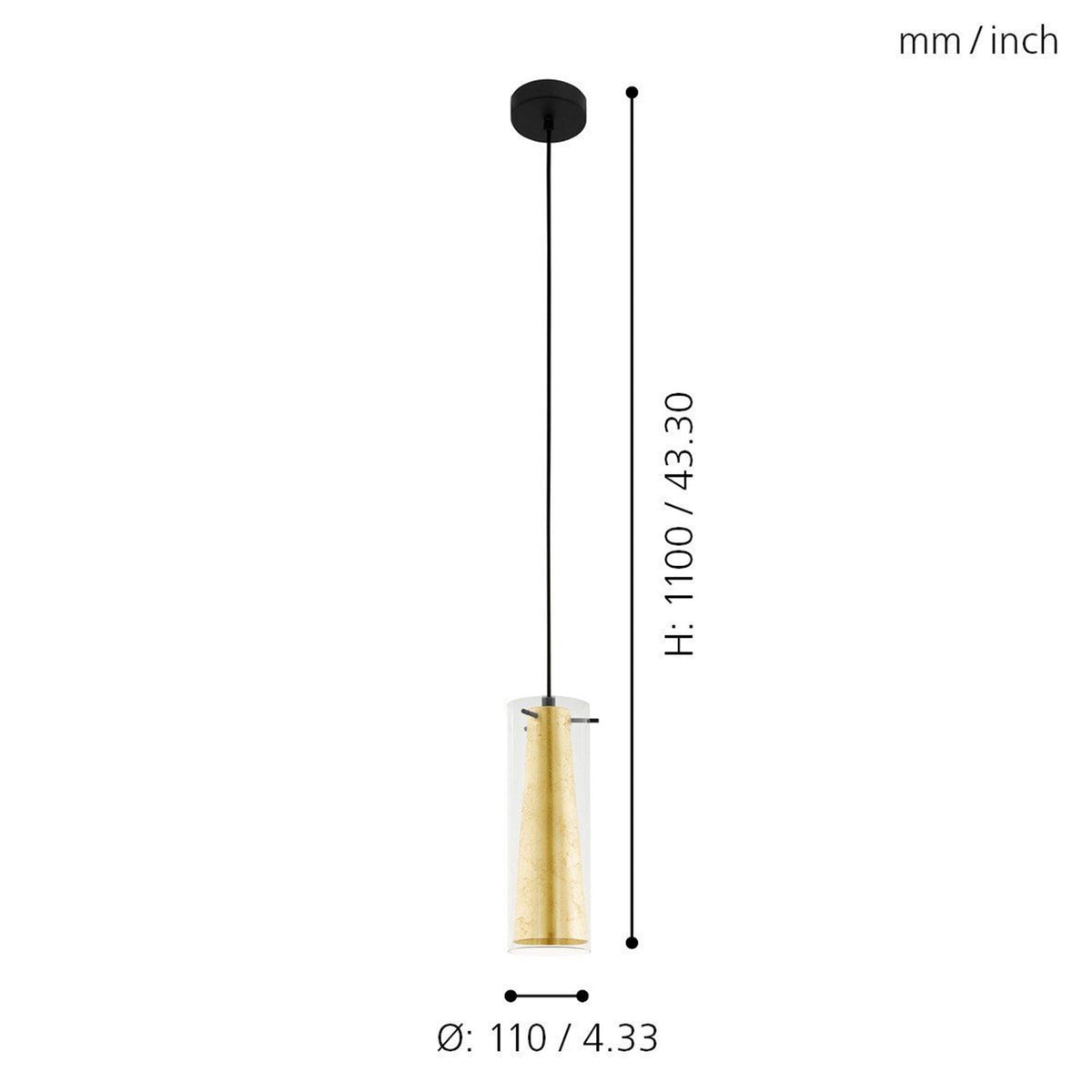 Pinto Gold Single Glass Pendant Light