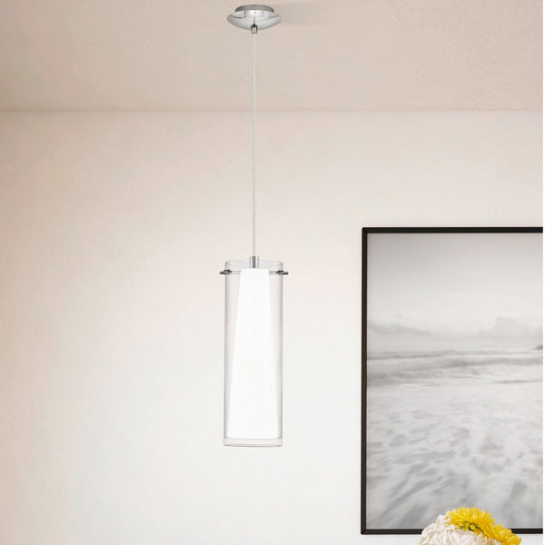 Pinto Single Drop Transparent and White Glass Pendant