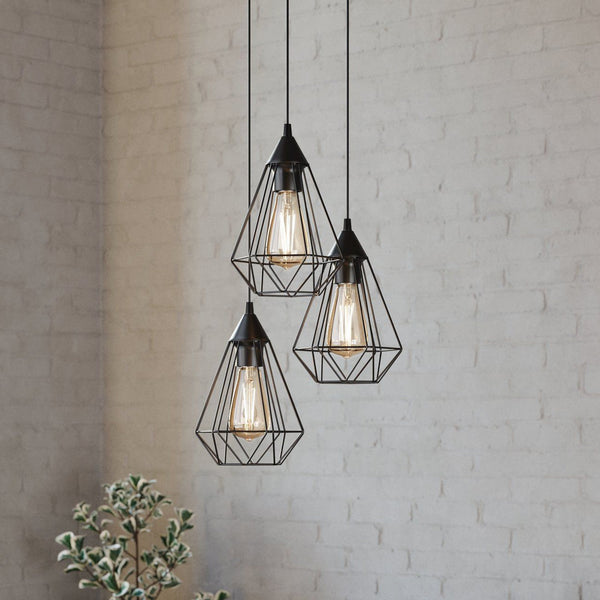 Tarbes Triple Drop Black Pendant Light