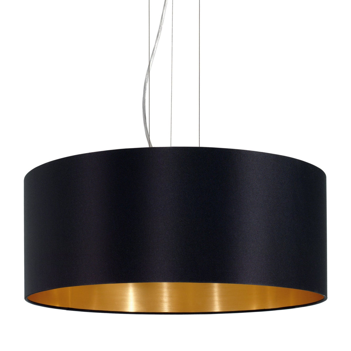 Maserlo Large Black and Gold Fabric Pendant Light