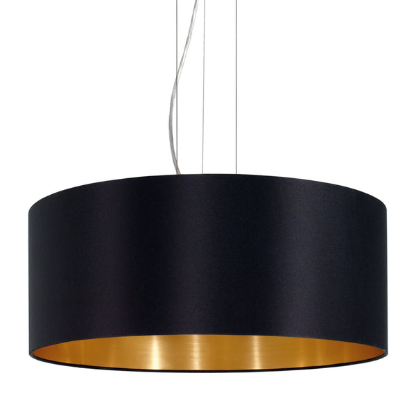 Maserlo Large Black and Gold Fabric Pendant Light