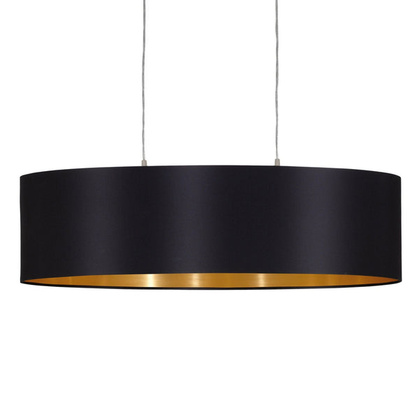 Maserlo Large Oval Black and Gold Fabric Pendant Light