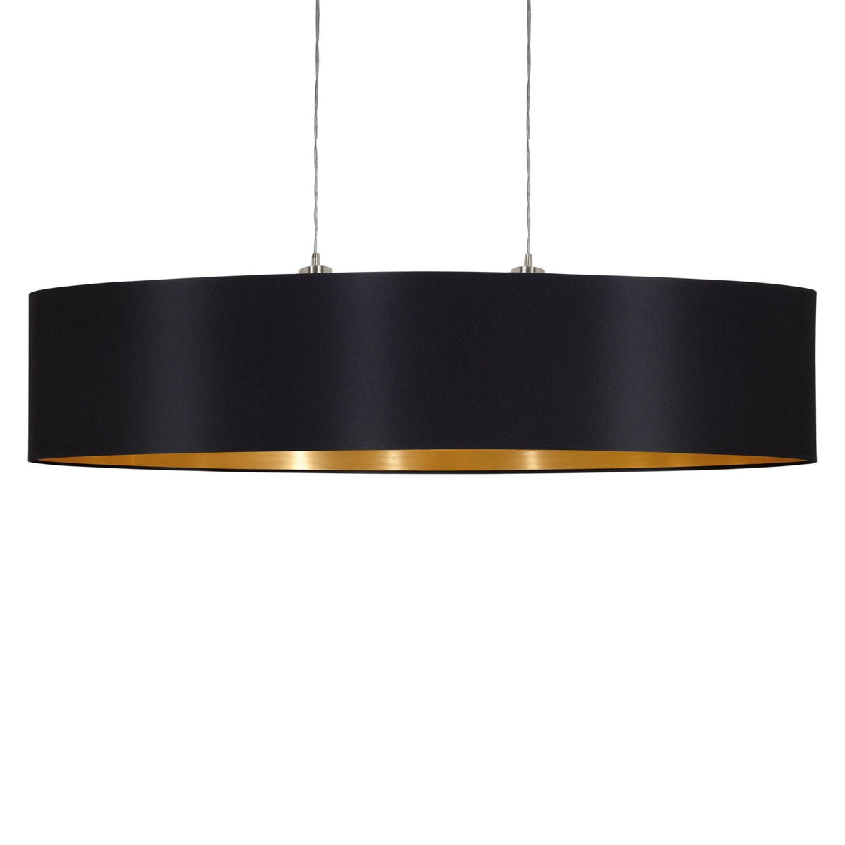 Maserlo Large 100cm Oval Black and Gold Fabric Pendant Light