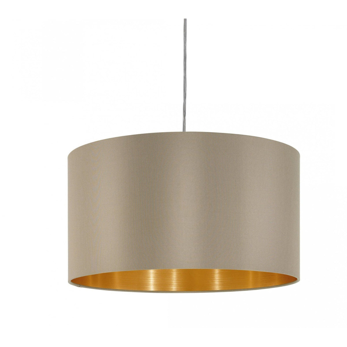 Maserlo Small Taupe and Gold Fabric Pendant Light