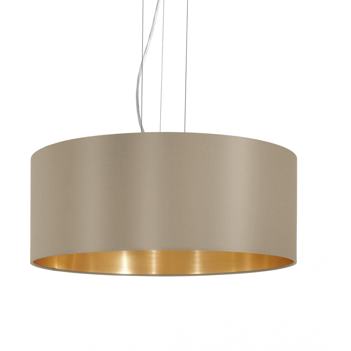Maserlo Large Taupe and Gold Fabric Pendant Light