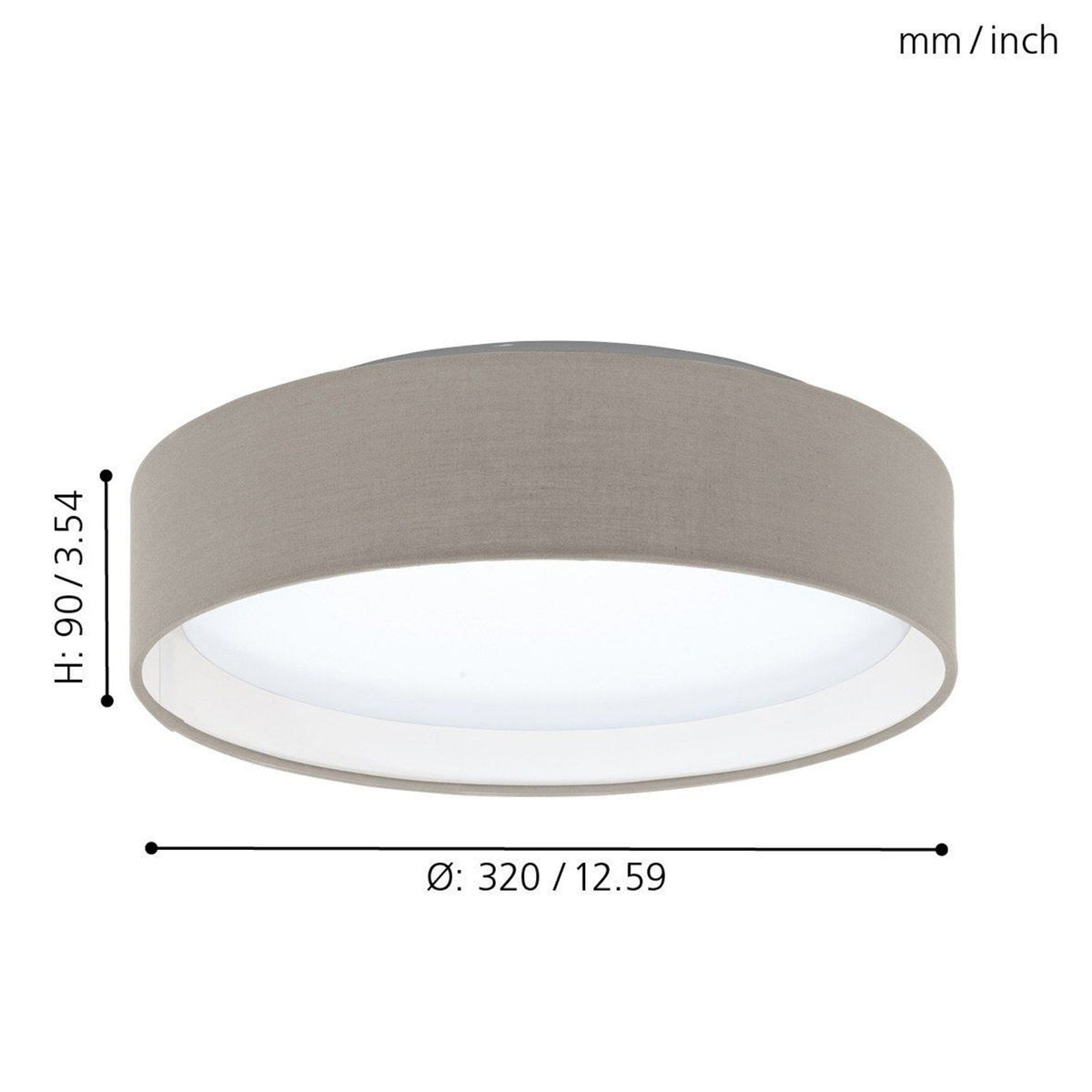 Pasteri LED Taupe Fabric Ceiling Light