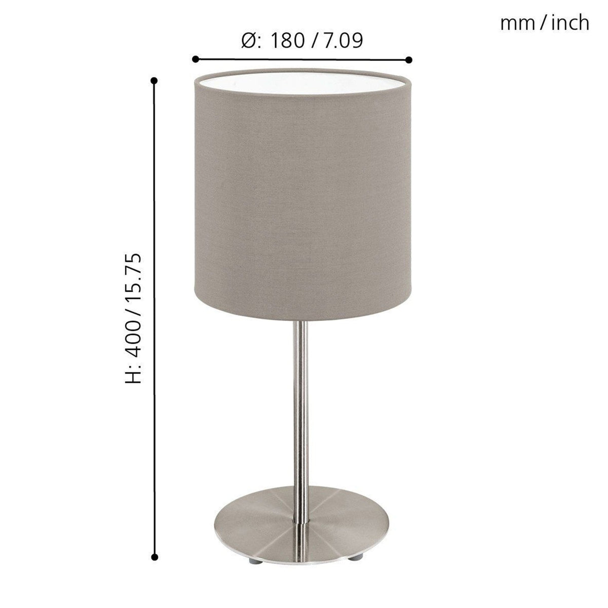 Pasteri 400mm Table Lamp with a Taupe Shade
