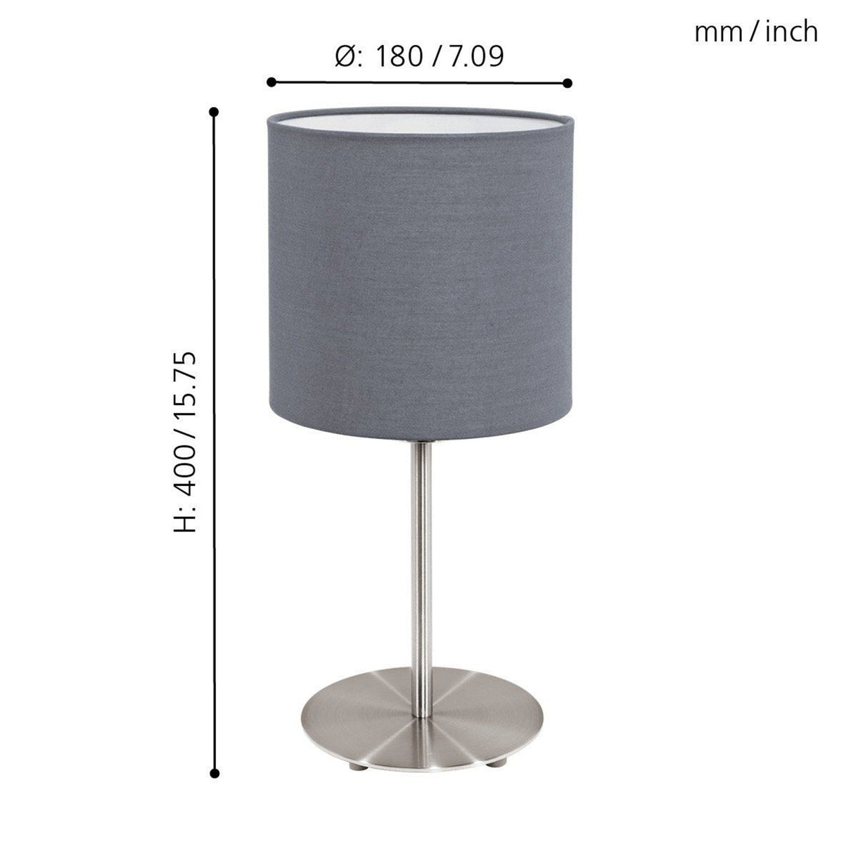 Pasteri Table Lamp with a Grey Shade