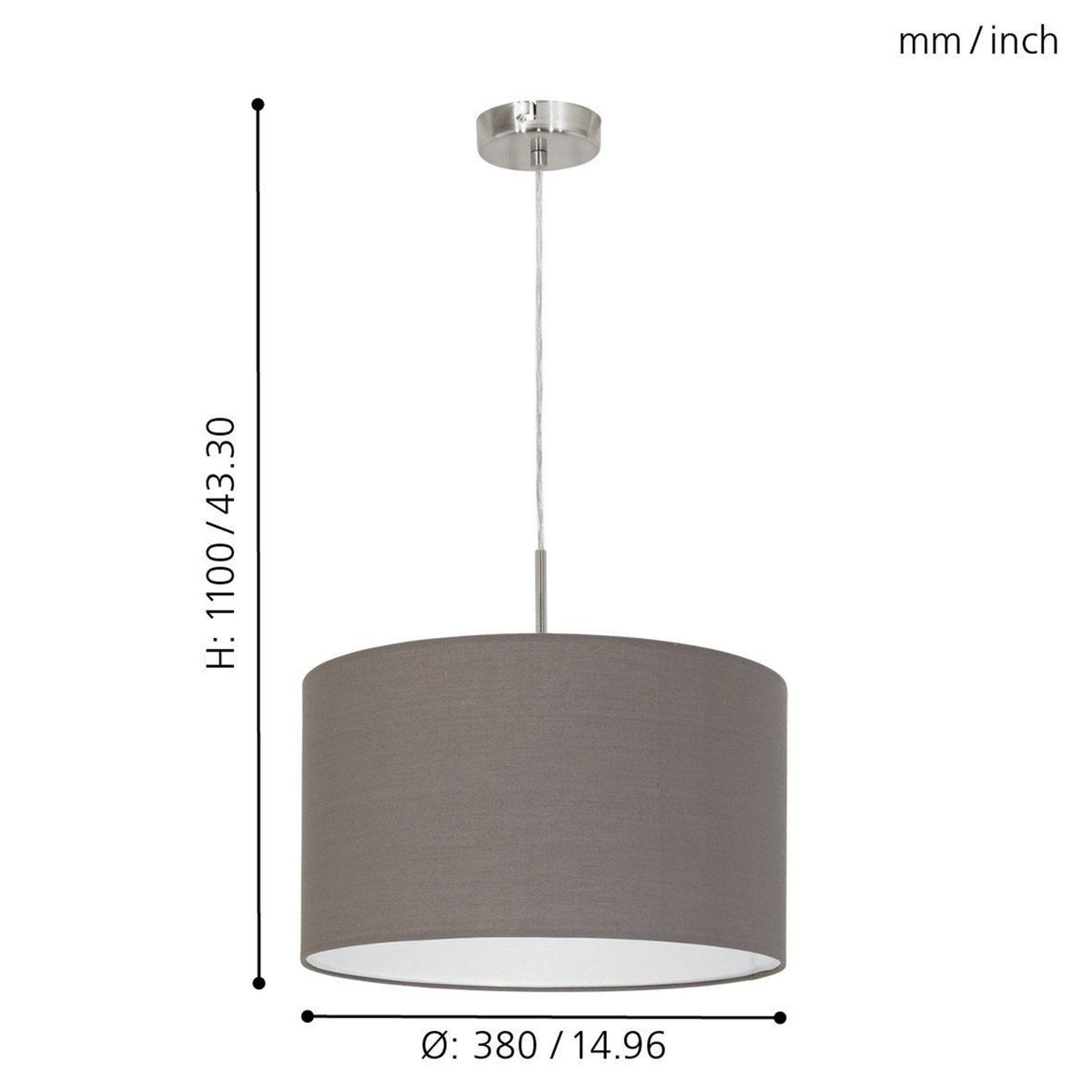 Pasteri Small Anthracite Brown Fabric Pendant