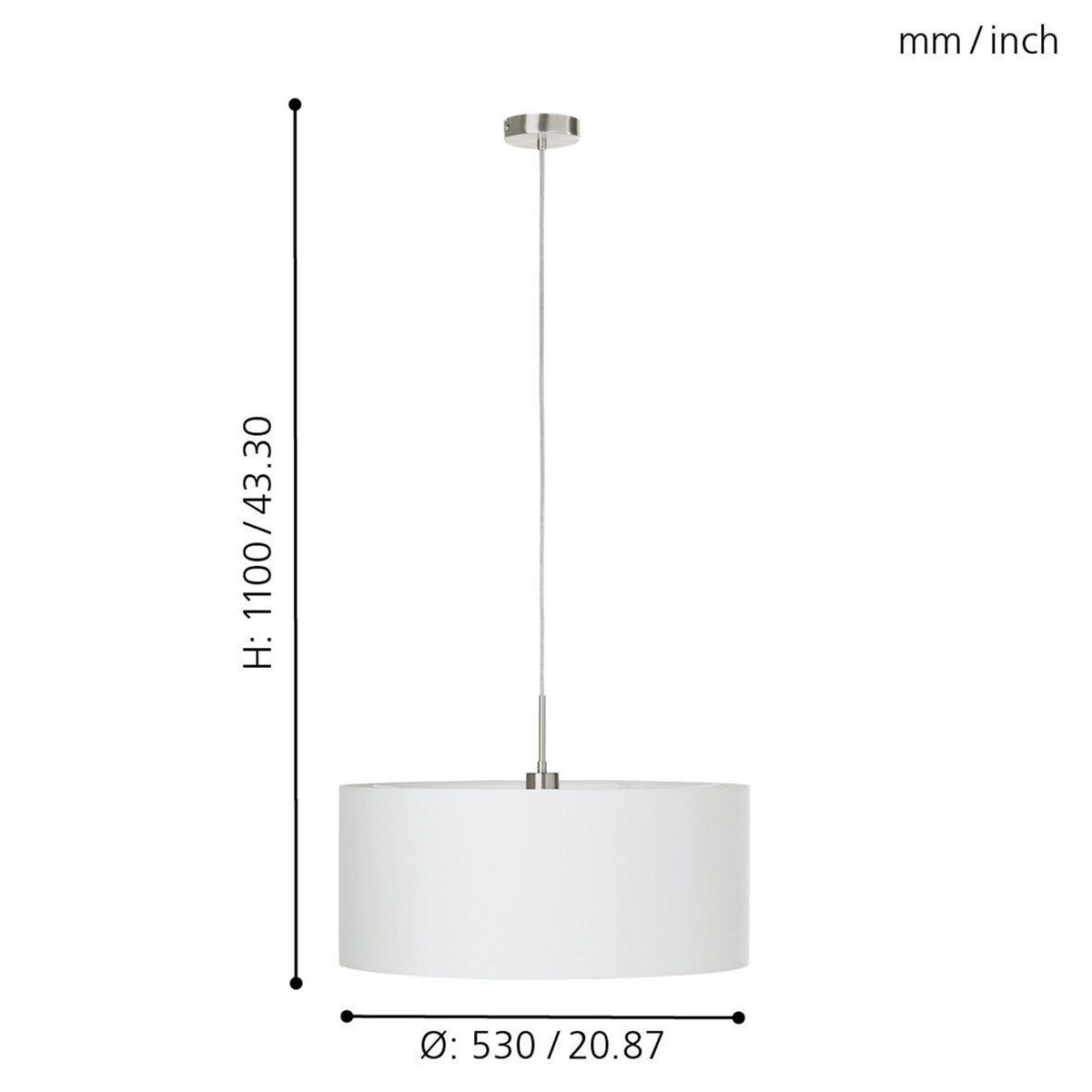 Pasteri Large White Fabric Pendant Light