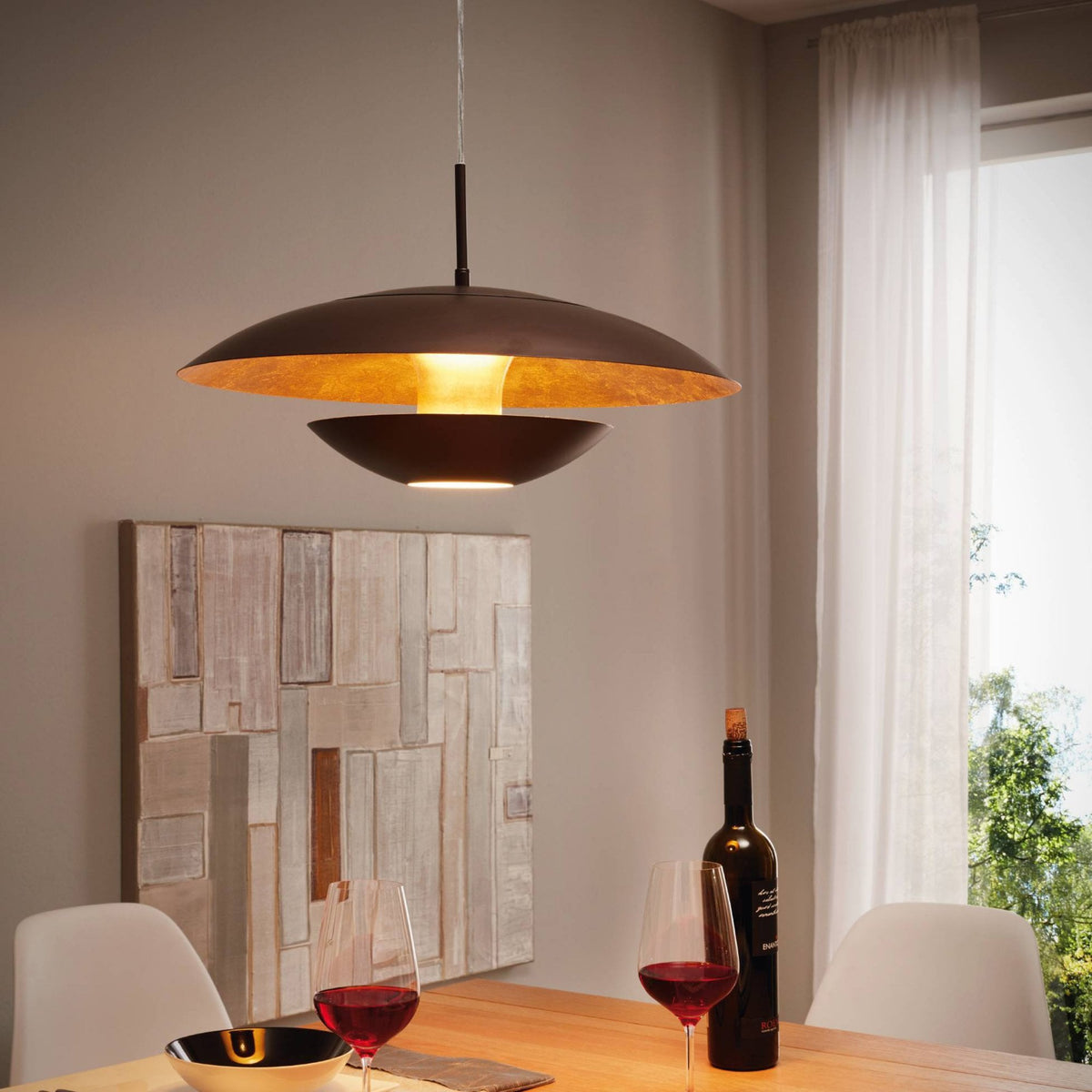 Nuvano Pendant Light in Gold and Brown