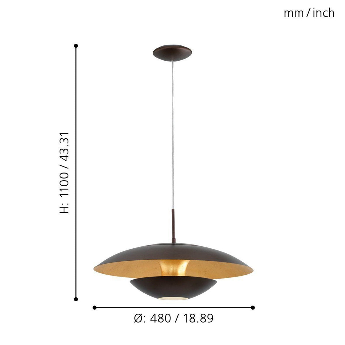 Nuvano Pendant Light in Gold and Brown