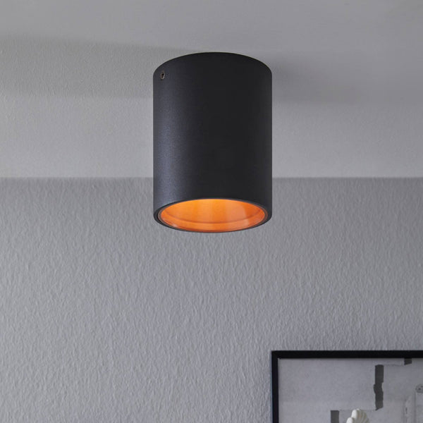 Polasso Round Surface Mounted Ceiling Downlight in Black and Copper