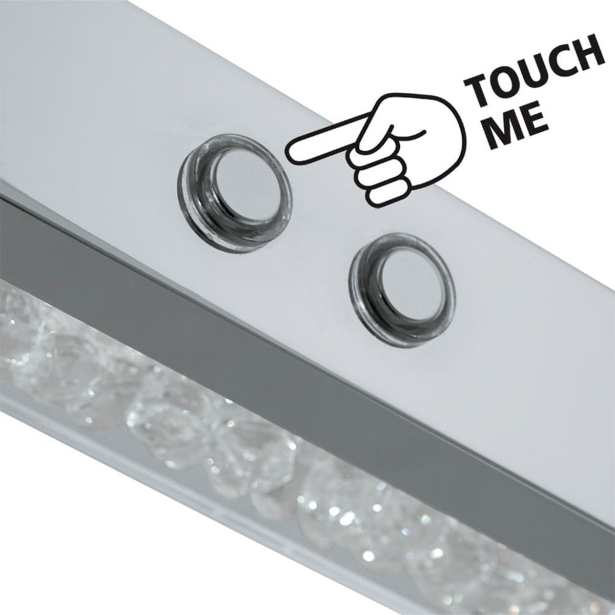 Cardito 1 LED Bar Pendant in Chrome with Clear Glass Crystal Design