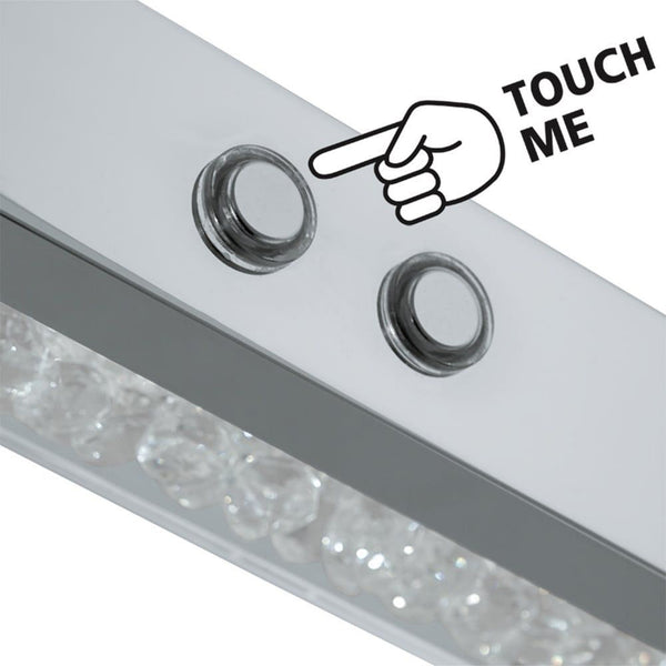 Cardito 1 LED Bar Pendant in Chrome with Clear Glass Crystal Design