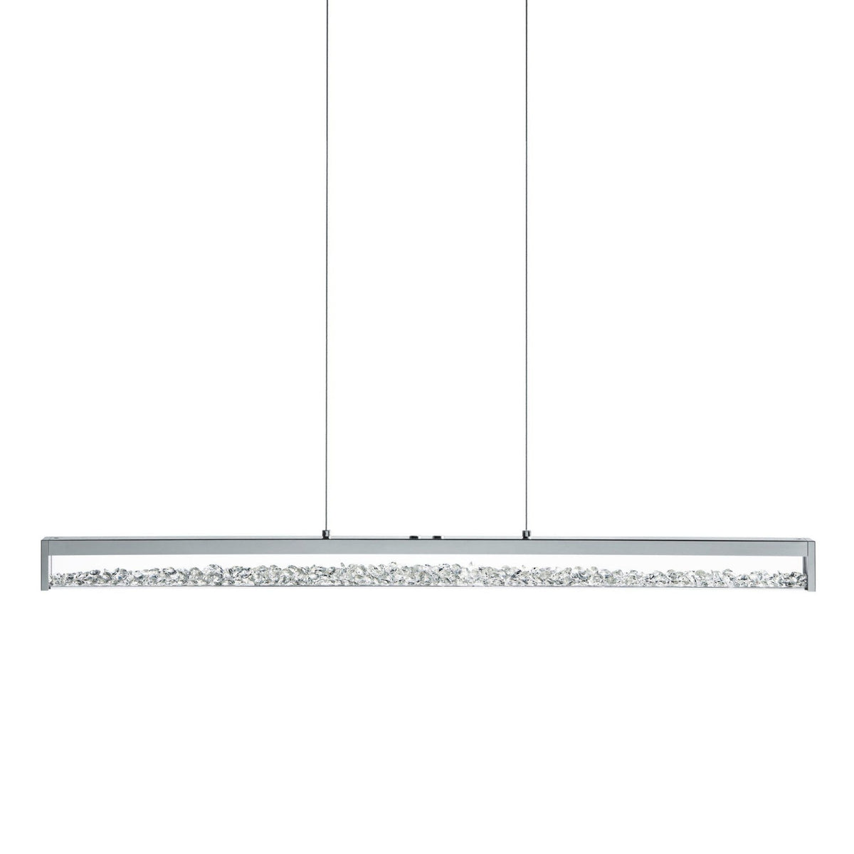 Cardito 1 LED Bar Pendant in Chrome with Clear Glass Crystal Design