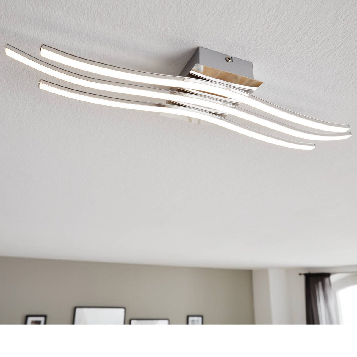 Roncade Three Arm Wave Design LED Light in Chrome