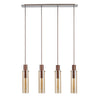 Belstone Slim 4 Drop Linear Pendant in Mocha & Polished Chrome with Amber Glass