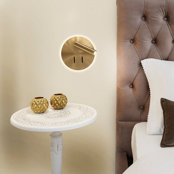 Cayman LED Wall Reading Bedside Light in Satin Gold