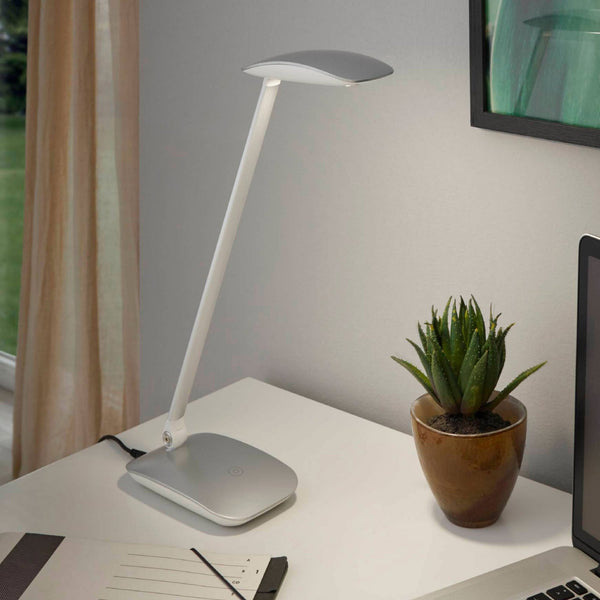 Cajero Touch Dimmable LED Silver Finish Desk Lamp