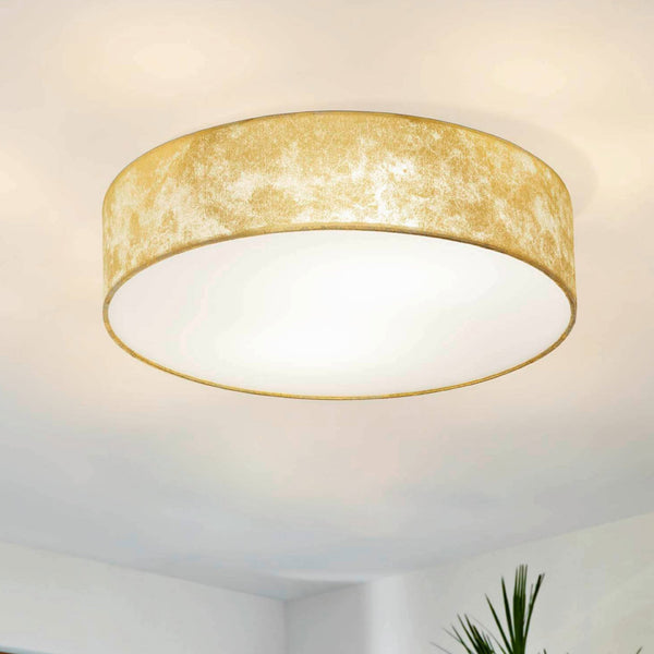 Viserbella Champagne Gold Fabric Flush Ceiling Light