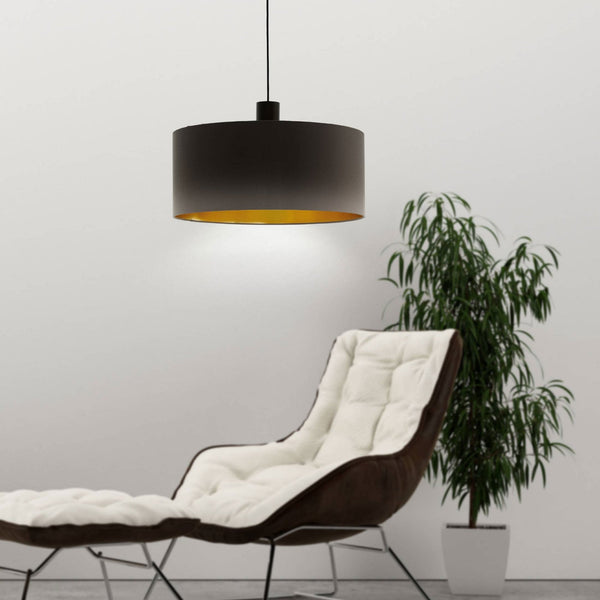 Concessa 1 Large Cappuccino and Gold Fabric Pendant Light