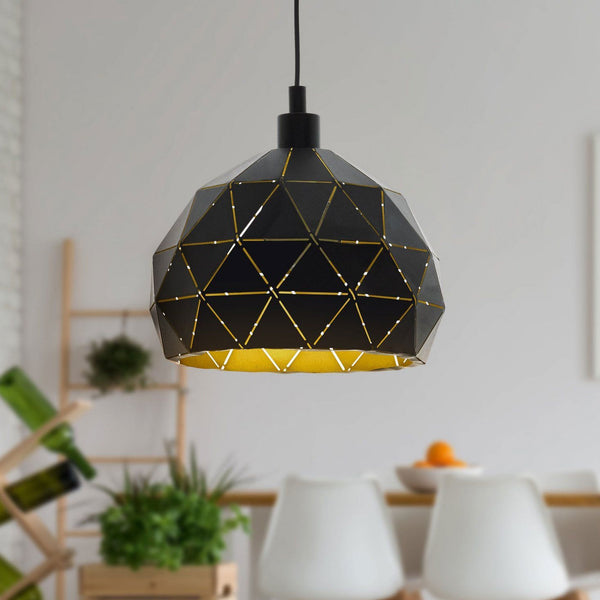 Roccaforte 300mm Pendant Light in Black and Gold