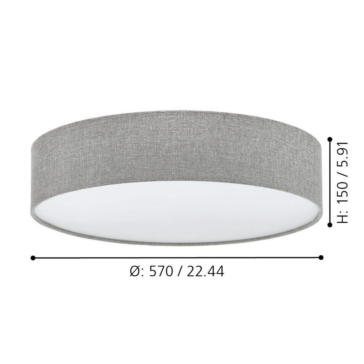 Pasteri 570 E27 Ceiling Light in Grey Linen