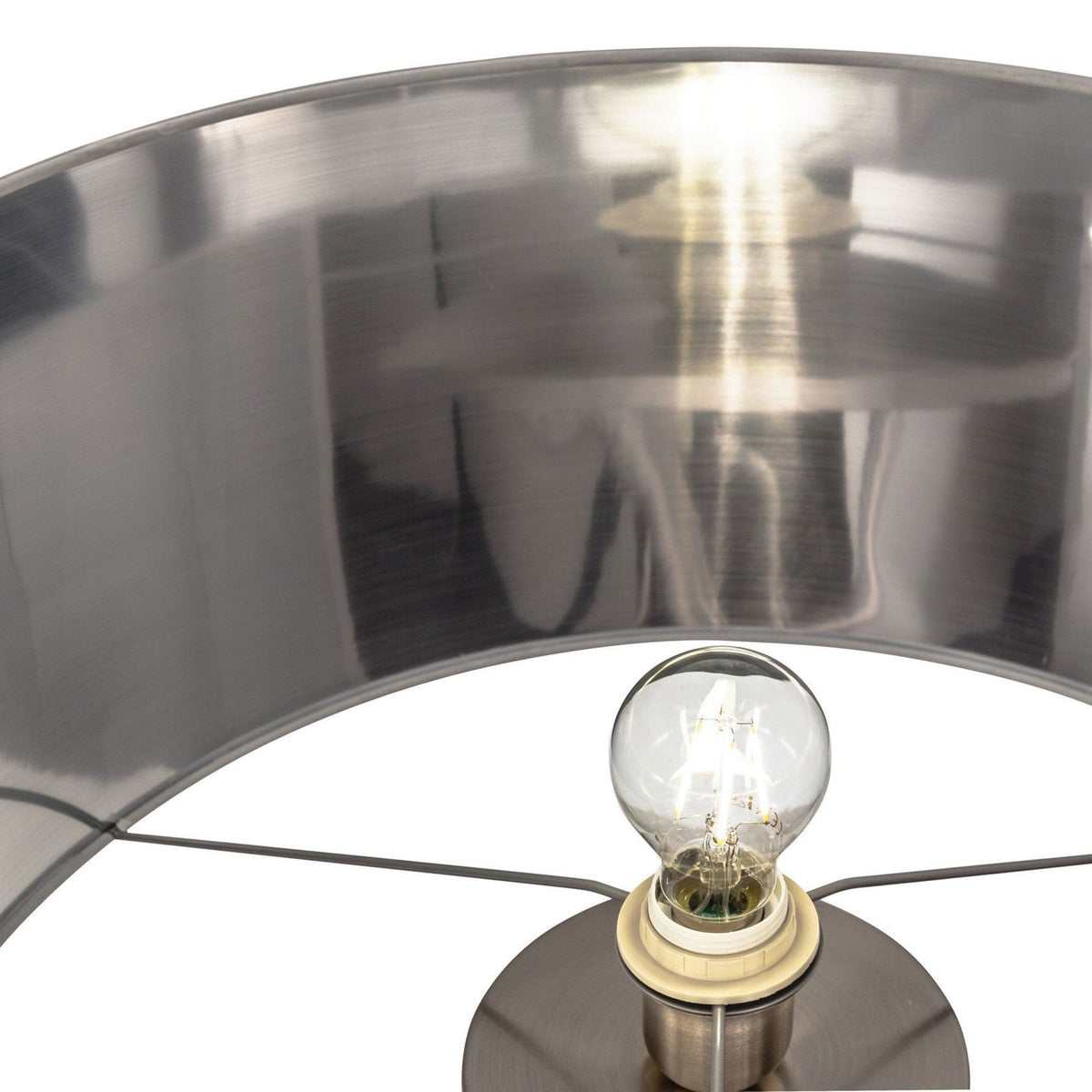 Fondachelli Tripod Floor Lamp in Nickel with White and Silver Shade