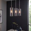 Selvino Triple Pendant with Transparent Black Vaporized Glass