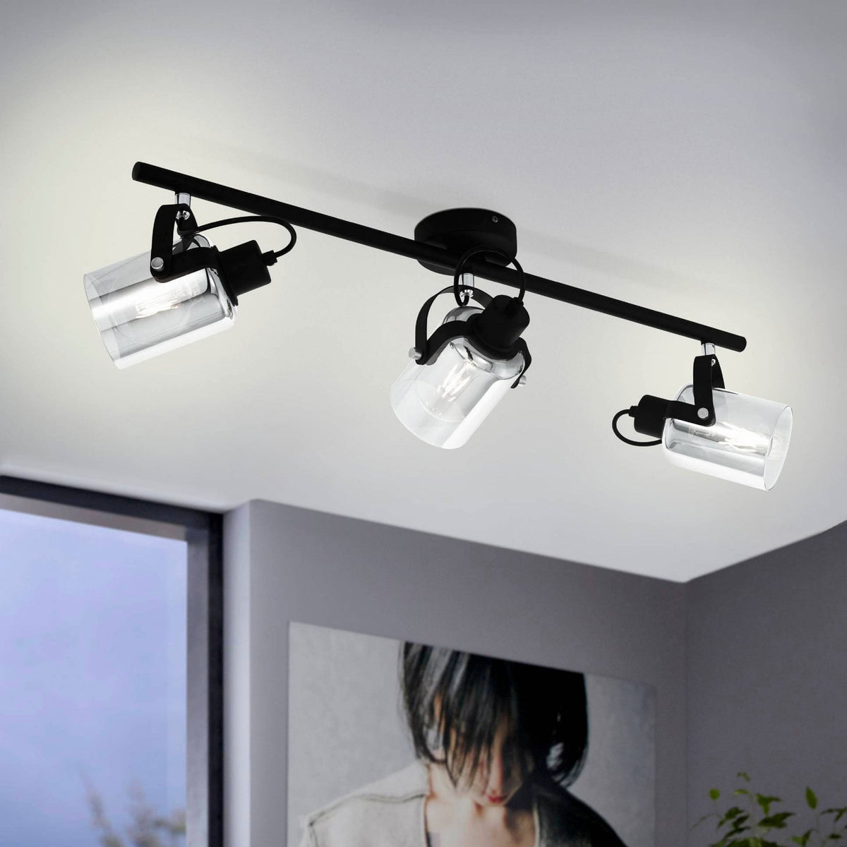 Berregas Triple Spotlight with Black Vaporized Glass