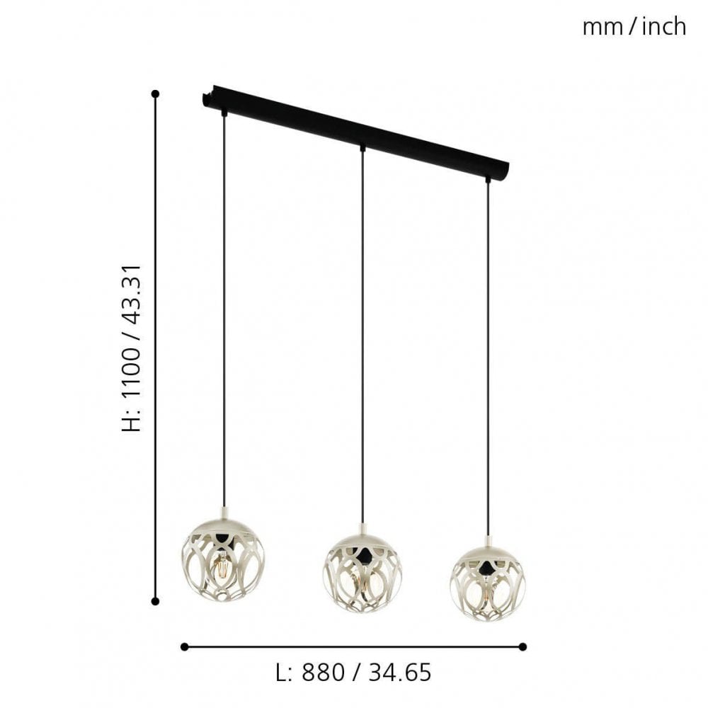 Mirtazza Black & Champagne Triple Bar Pendant