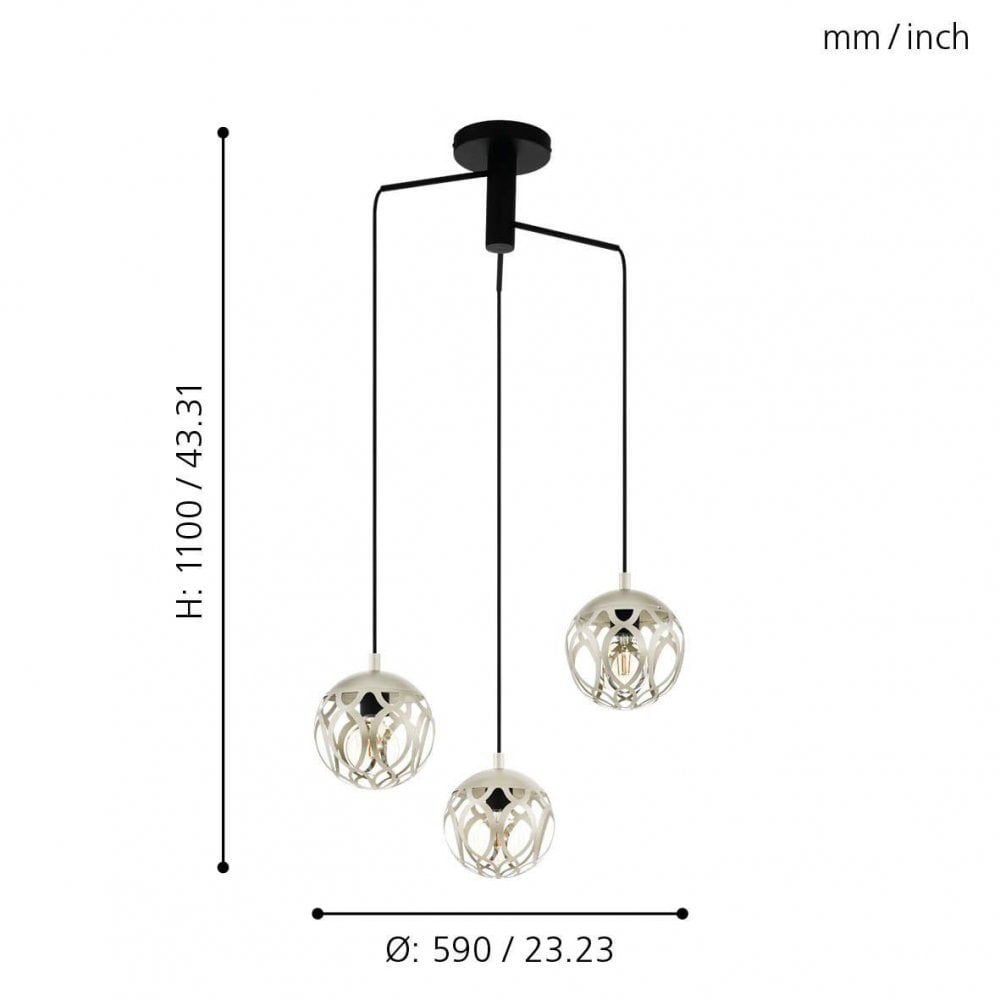 Mirtazza Black & Champagne Triple Round Pendant