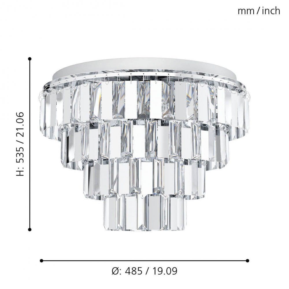 Erseka 485mm Chrome & Crystal Ceiling Light