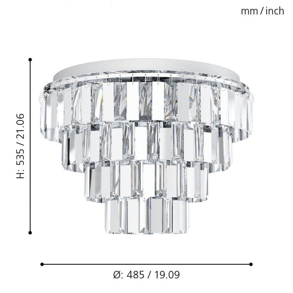 Erseka 485mm Chrome & Crystal Ceiling Light