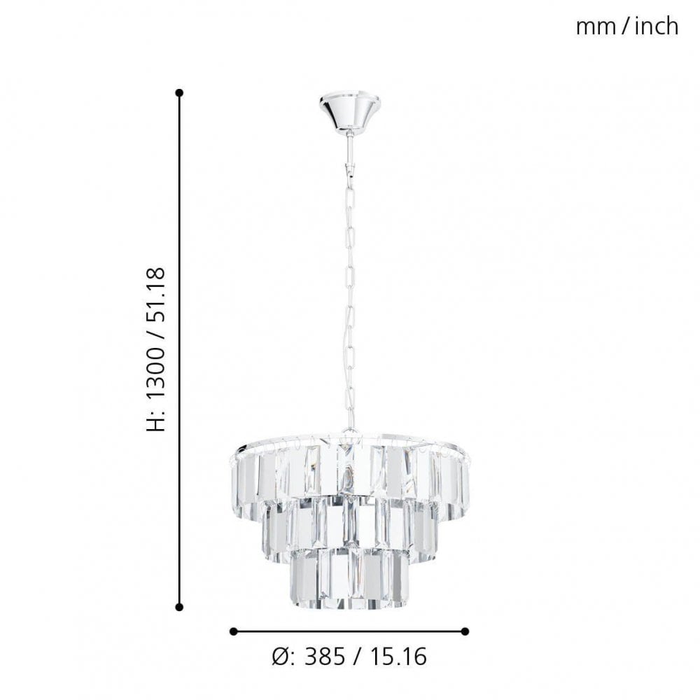 Erseka 385mm Chrome & Crystal Pendant Light