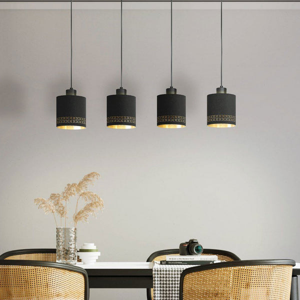 Esteperra Four Drop Bar Pendant in Black & Gold