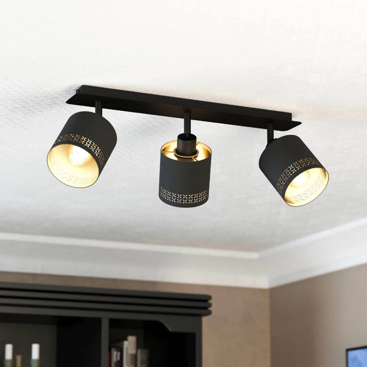 Esteperra Triple Spotlight in Black & Gold
