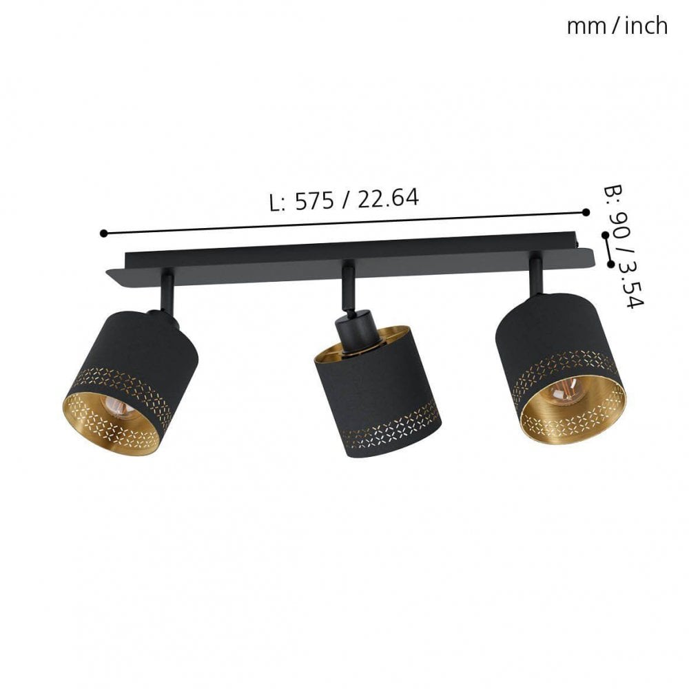 Esteperra Triple Spotlight in Black & Gold