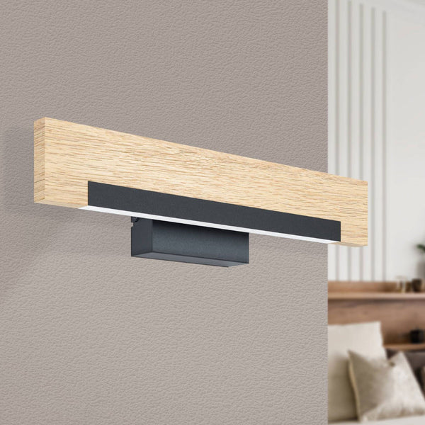 Camacho LED Wall Light in Black and Oak
