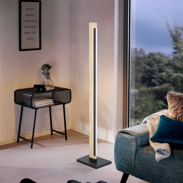 Camacho LED Floor Light in Black and Oak