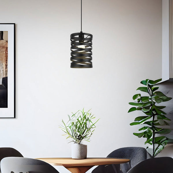 Cremella 180mm Single Spiral Style Black Pendant