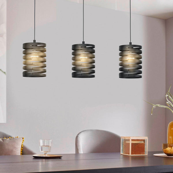 Cremella Triple Drop Spiral Style Black Pendant